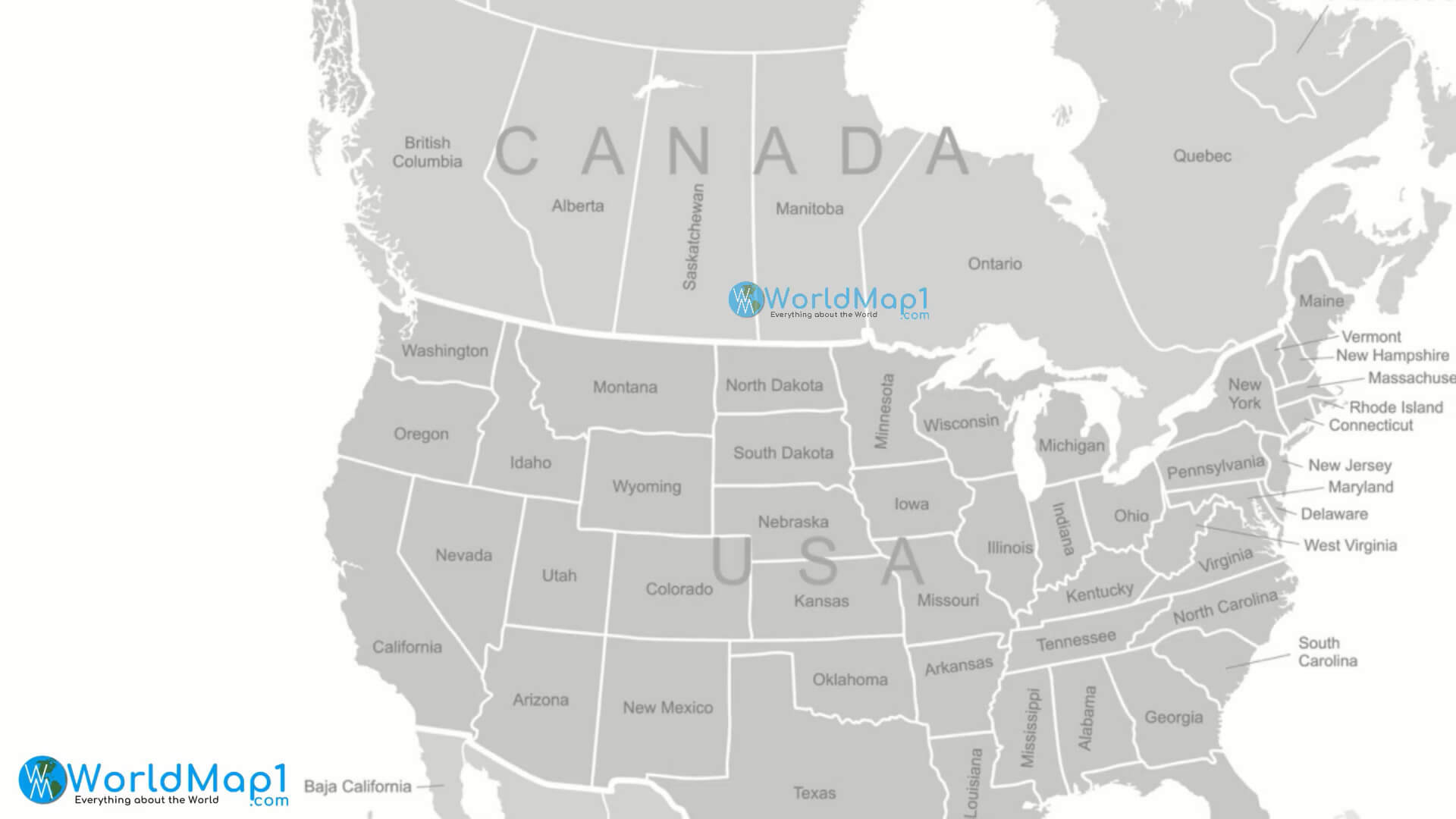 States Blank Map of Canada and US